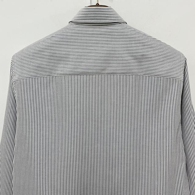 AMI Heart Logo Button-Down Stripe Long Sleeve Shirt