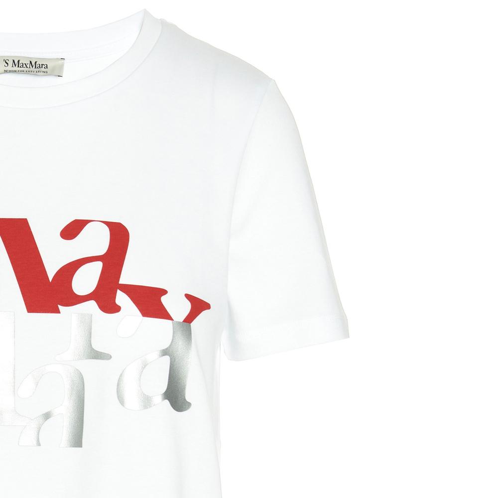 Max Mara Gilbert Logo Print T-Shirt White Cotton