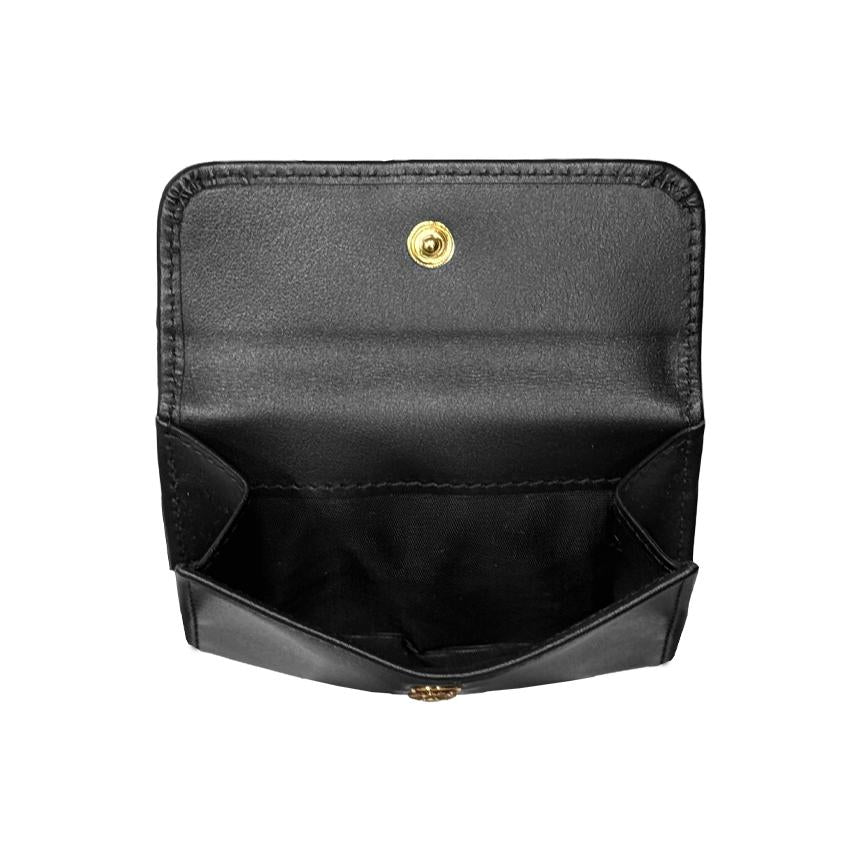 PRADA Saffiano Leather Metal Triangle Black Women’s Bifold Wallet