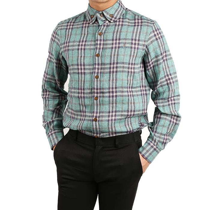 Vivienne Westwood Men’s Check Linen Long Sleeve Shirt S25DL0456