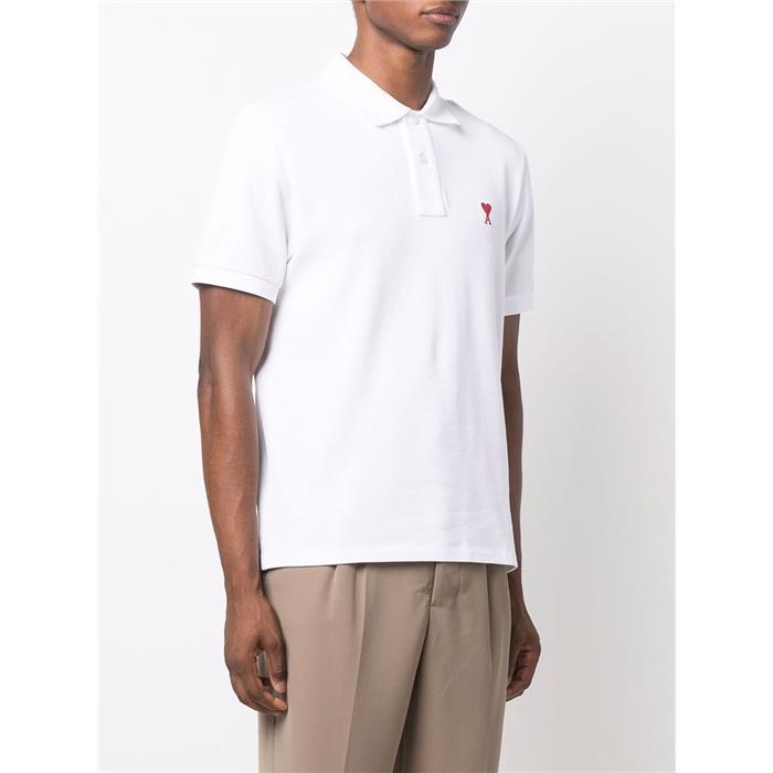 AMI Men's Heart Logo Embroidered Pique Short Sleeve Polo Shirt BFHPL001     PK