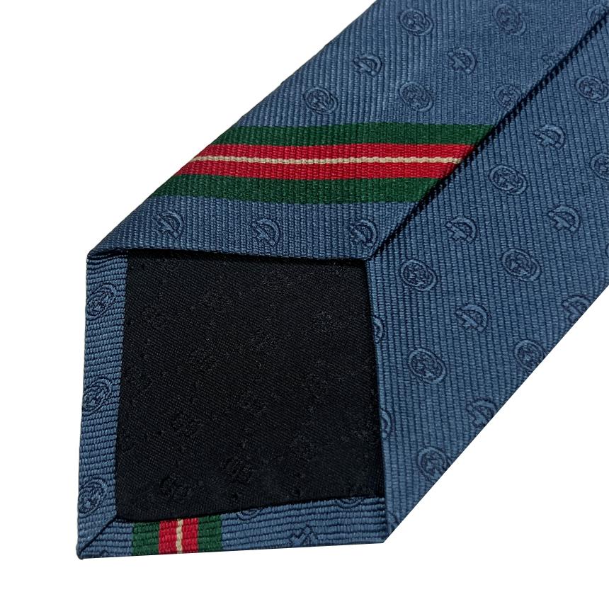 GUCCI Horsebit Silk Tie Blue