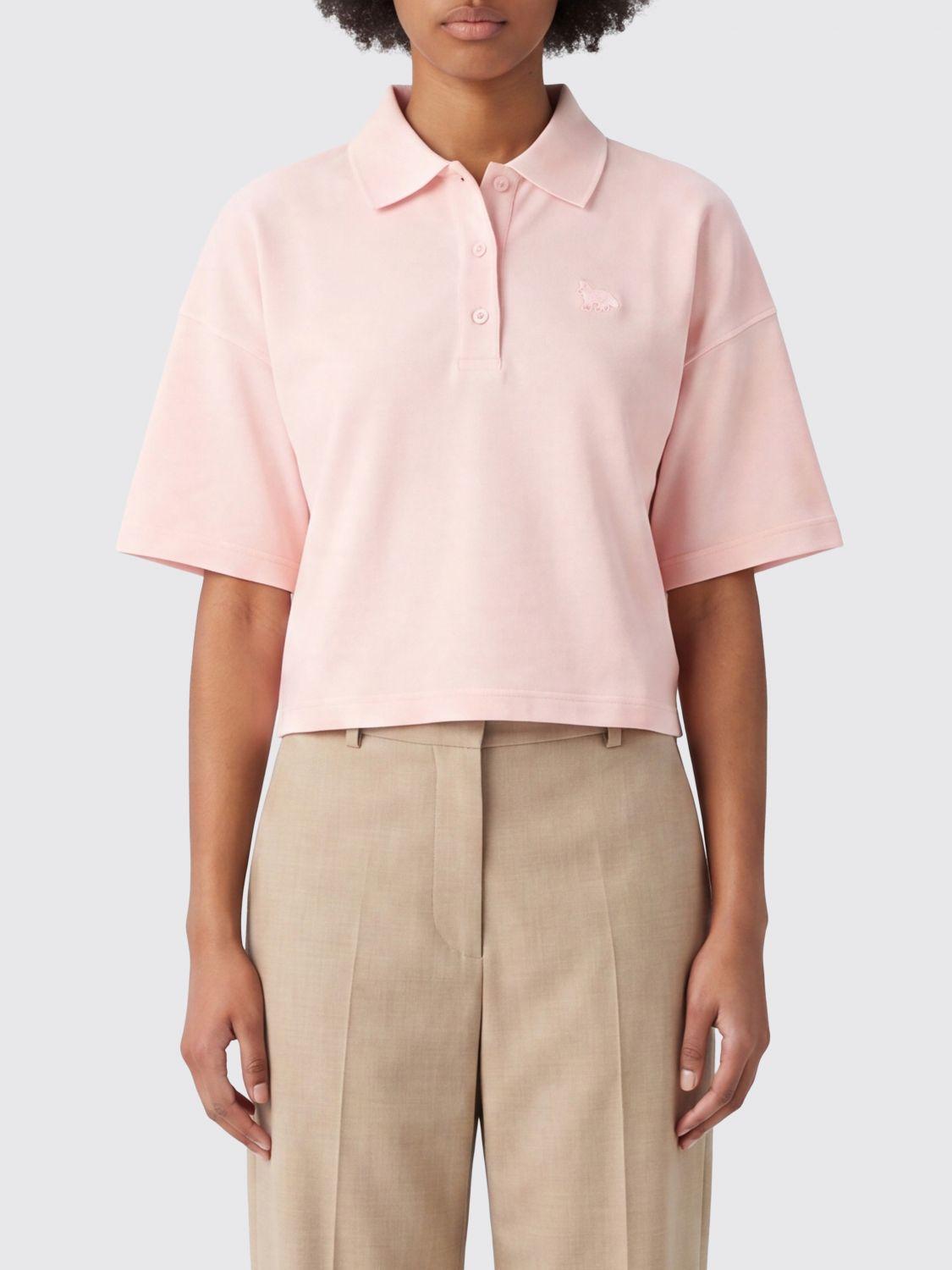 Maison Kitsune Cotton Short Sleeve Polo Shirt Navy Women