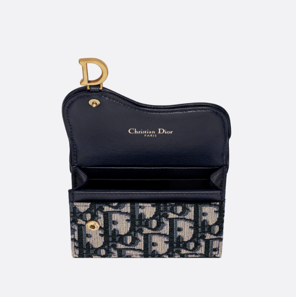 DIOR Oblique Saddle Navy Gray Card Holder S5611CTZQ