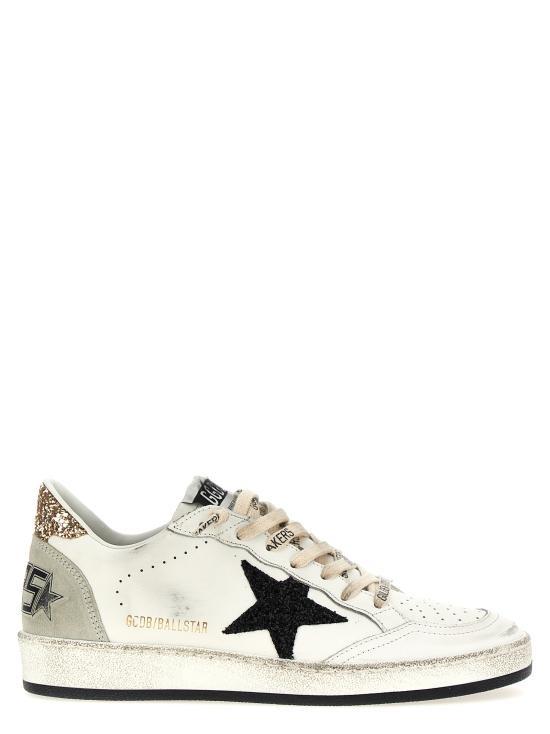 GOLDEN GOOSE Ball Star Glitter Star Low-Top Sneakers White Leather