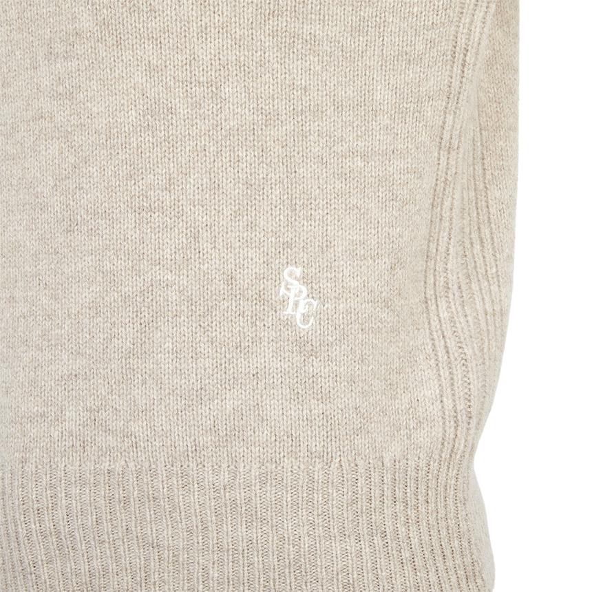 SPORTY&RICH Heather Beige Wool Crewneck Knit Sweater for Women