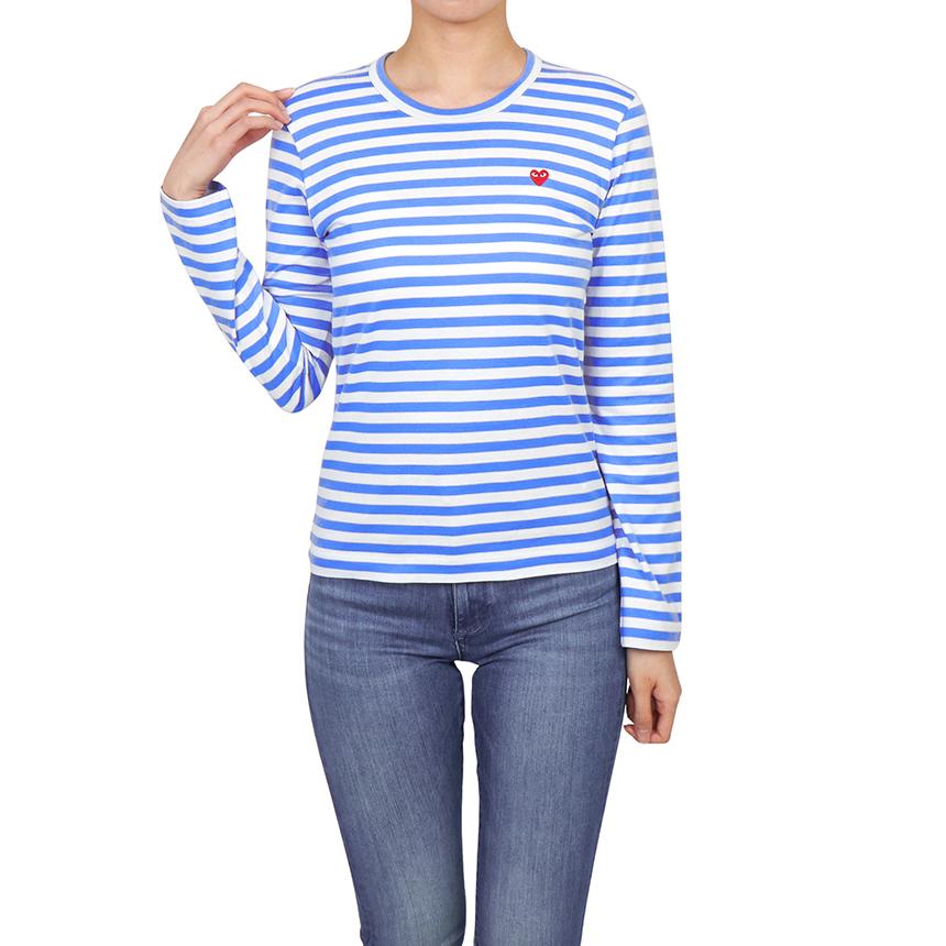 Comme des Garcons Mini Red Heart Stripe Long Sleeve T-Shirt AZ T217 051 1