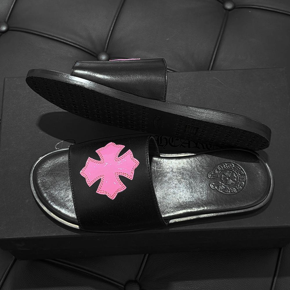 Chrome Hearts Cross Patch Slippers Black Pink Men’s