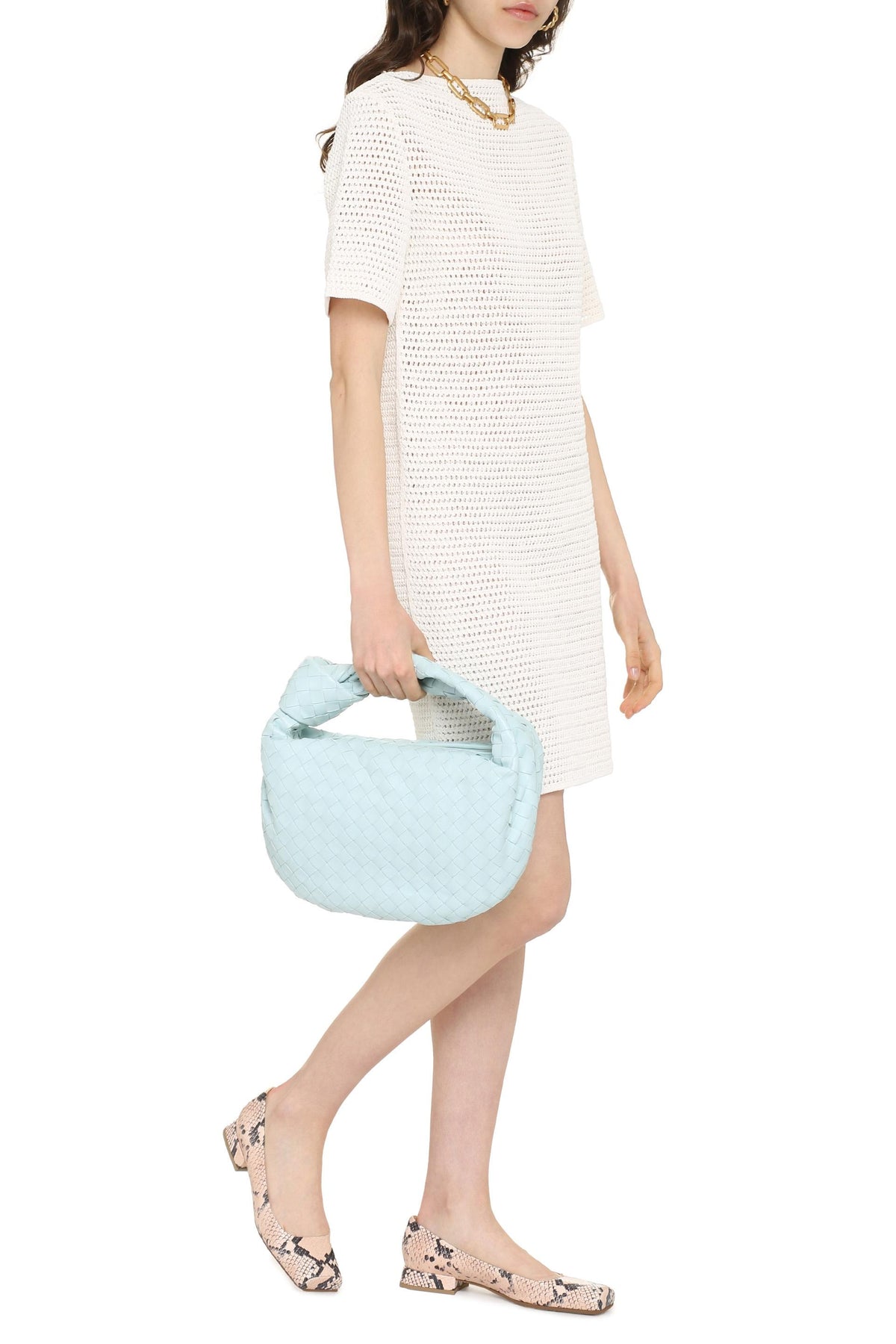 Bottega Veneta Green Short Sleeve Midi Dress