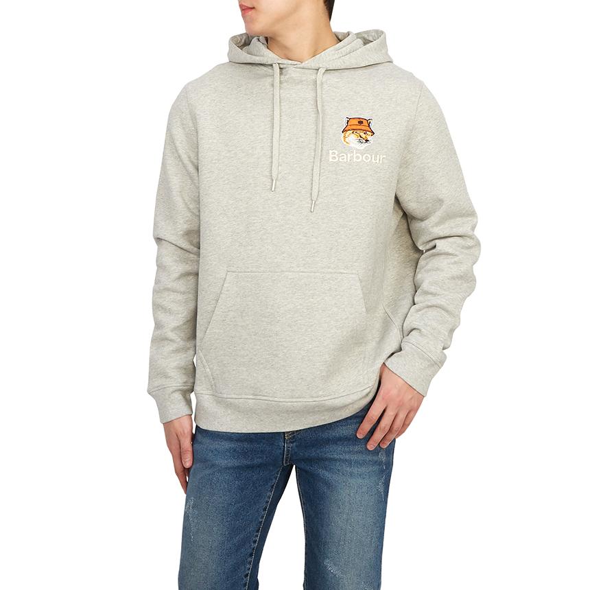 Maison Kitsune Barber Collaboration Fleece Hoodie Unisex Gray