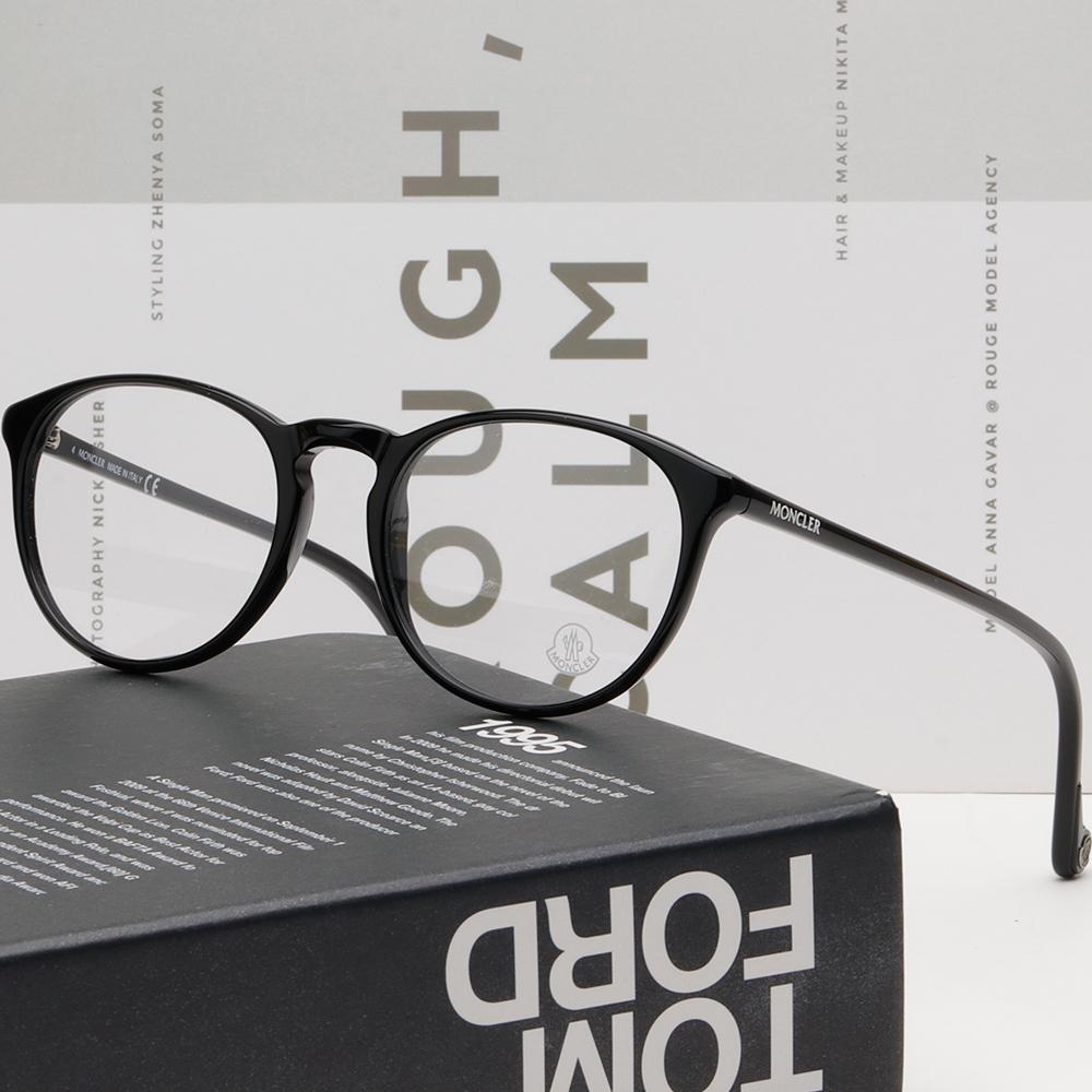 Moncler Lightweight Round Acetate Eyeglass Frames Black Unisex