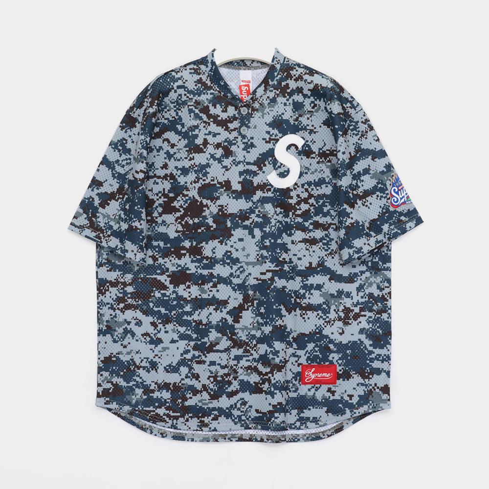 Supreme S Logo Baseball Henley Short Sleeve Men's T-Shirt SS25KN95 DIGI CAMO