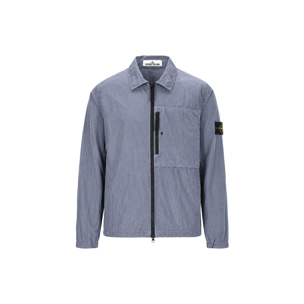 STONE ISLAND Ash Grey Nylon Overshirt Jacket with Wove L2S15 1200041 S0019 V0049