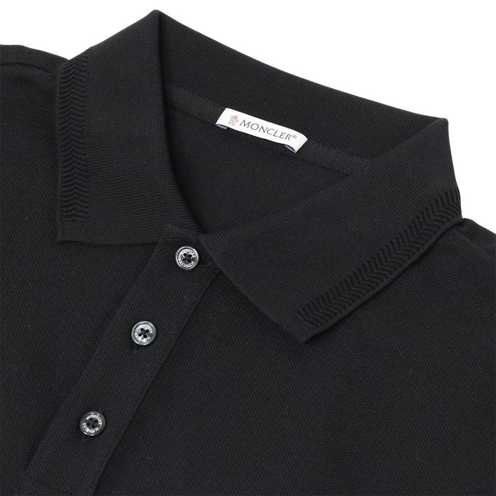 Moncler Logo Patch Short Sleeve Polo Shirt for Men Black