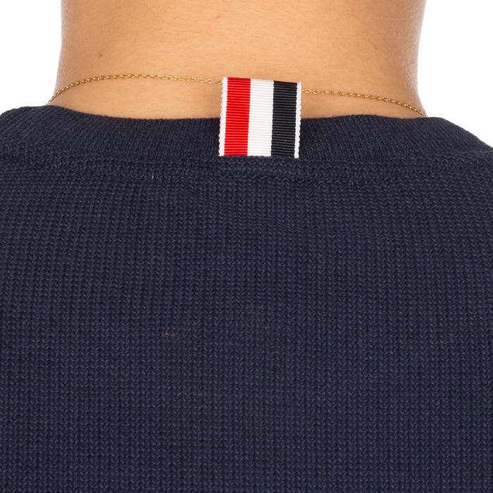THOM BROWNE Textured Stripe Short Sleeve T-Shirt Navy