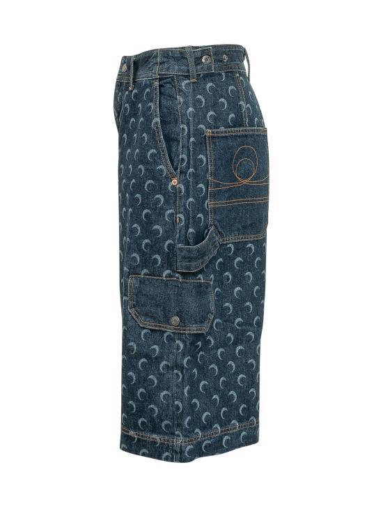 Marine Serre Midnight Blue Denim Short Shorts
