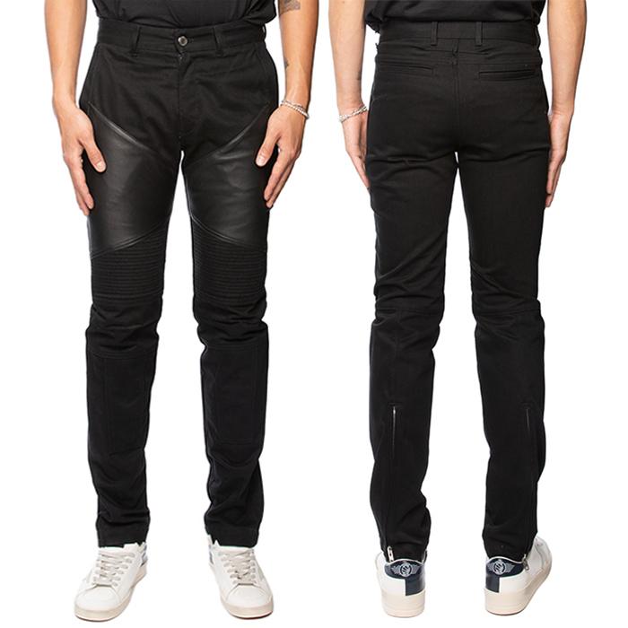 GIVENCHY Leather Zip Detail Black Jeans