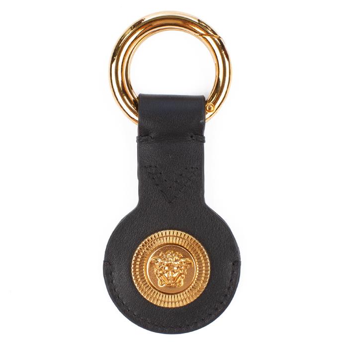 Versace Medusa Keychain Black Leather Key Ring Accessory