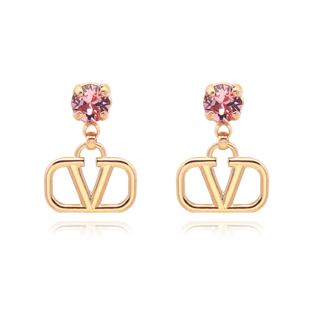 VALENTINO Garavani V Logo Crystal Drop Earrings