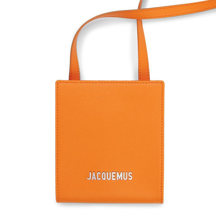 JACQUEMUS Logo Square Mini Crossbody Bag Ivory Leather