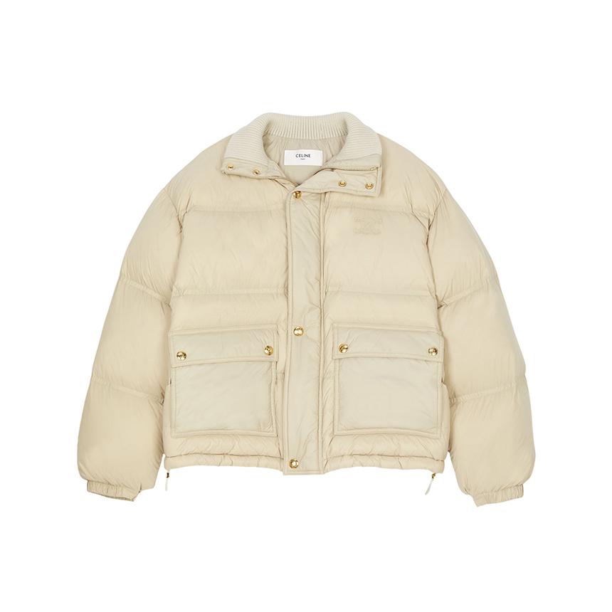 CELINE Women’s Puffer Jacket Down Coat Beige