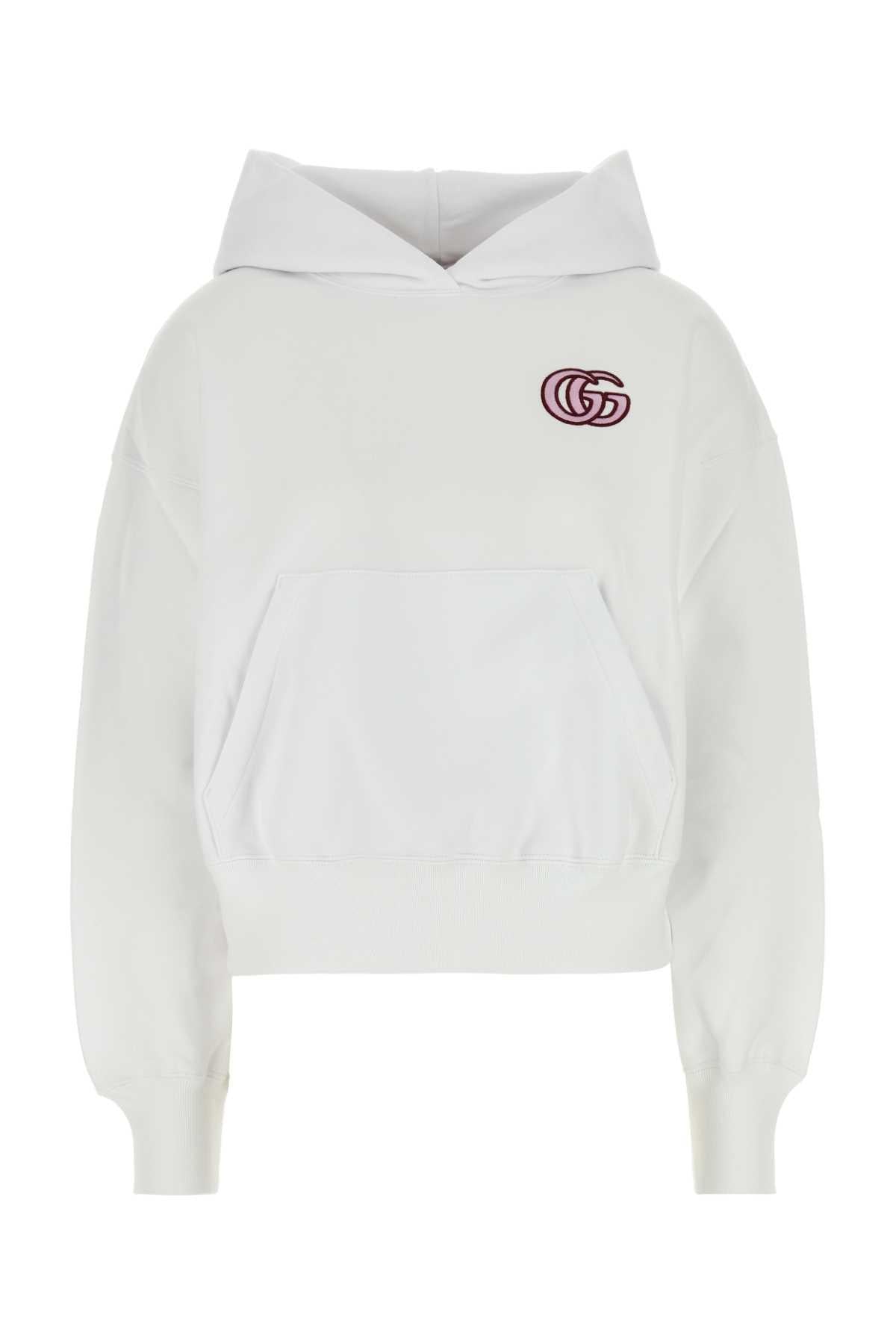 GUCCI Beige Cotton Logo Print Hoodie