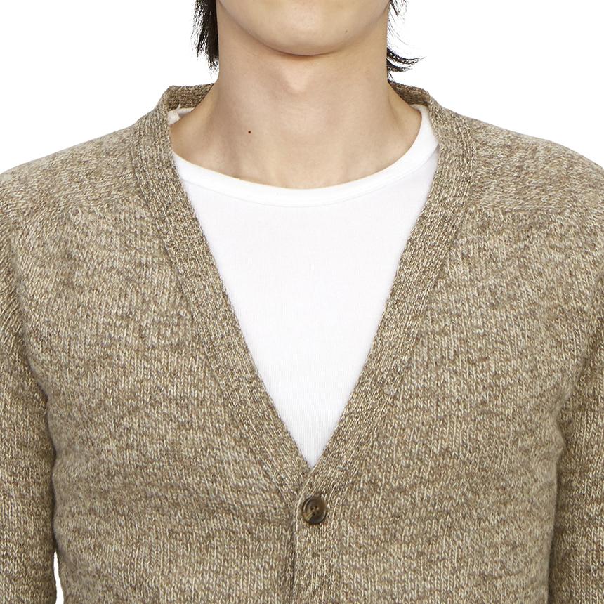 Harley OF SCOTLAND Mushroom Wool Knit Cardigan Men