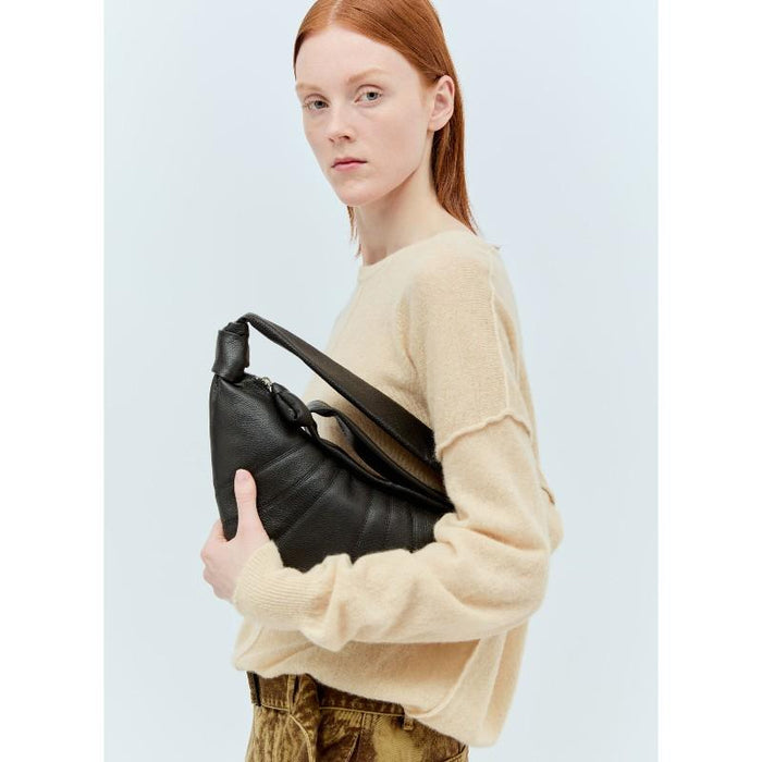 Lemaire Black Grain Leather Small Croissant Shoulder Bag