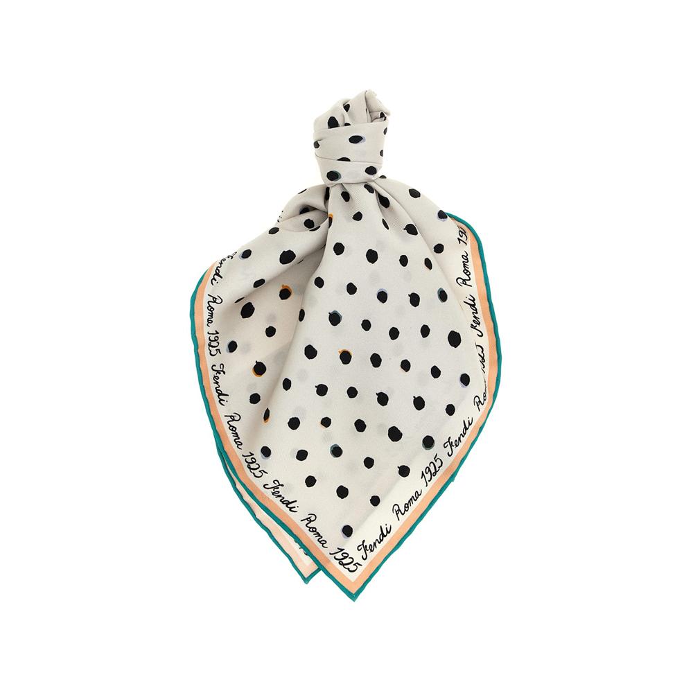 FENDI Ivory Polka Dot Silk Scarf FXT155 AWEY F17JU
