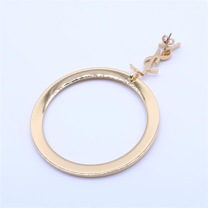 Saint Laurent Cassandra Pendant Hoop Earrings Gold-Tone Jewelry