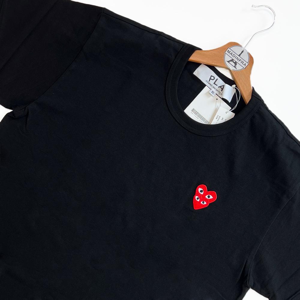 Comme des Garcons Double Heart Logo Short Sleeve T-Shirt Black AX T288