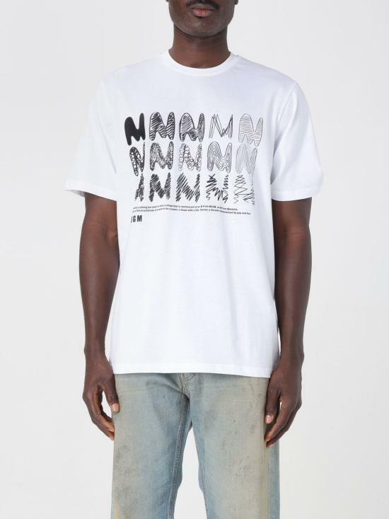 MSGM TheMwave White Jersey T-Shirt 3840MM110 257097 01