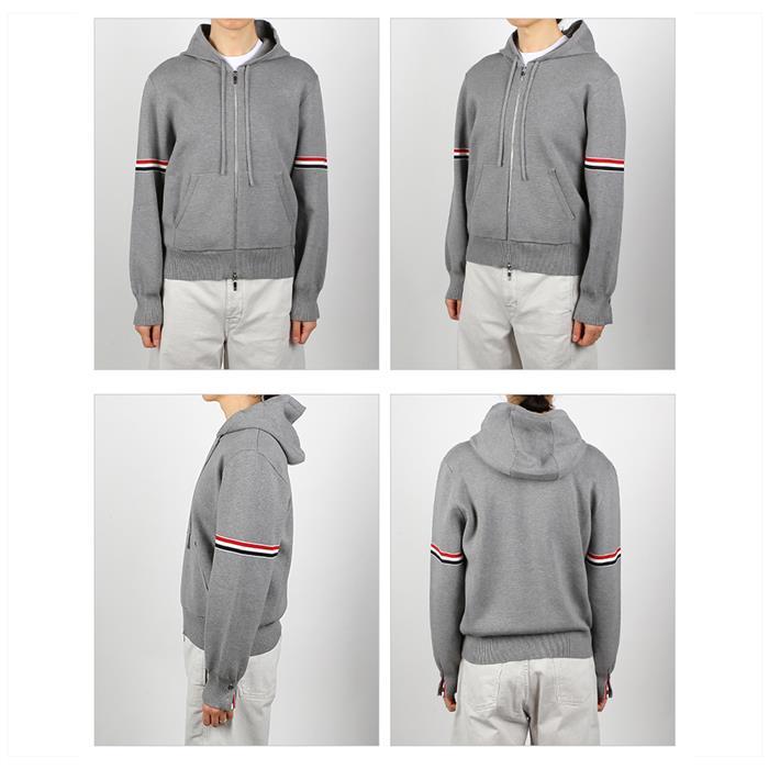 THOM BROWNE Armband Zip Hoodie Gray Men’s Sweatshirt
