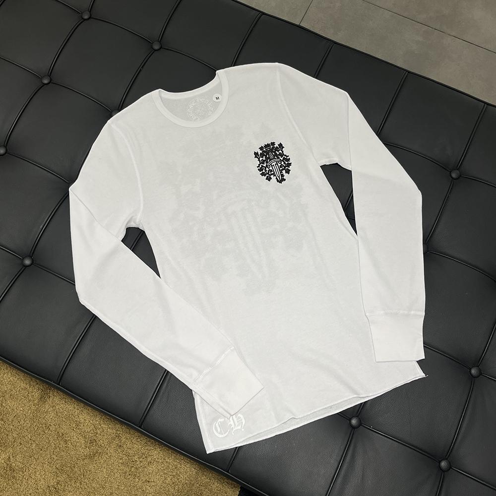 Chrome Hearts White Waffle Long Sleeve T-Shirt Dagger Vine Floral