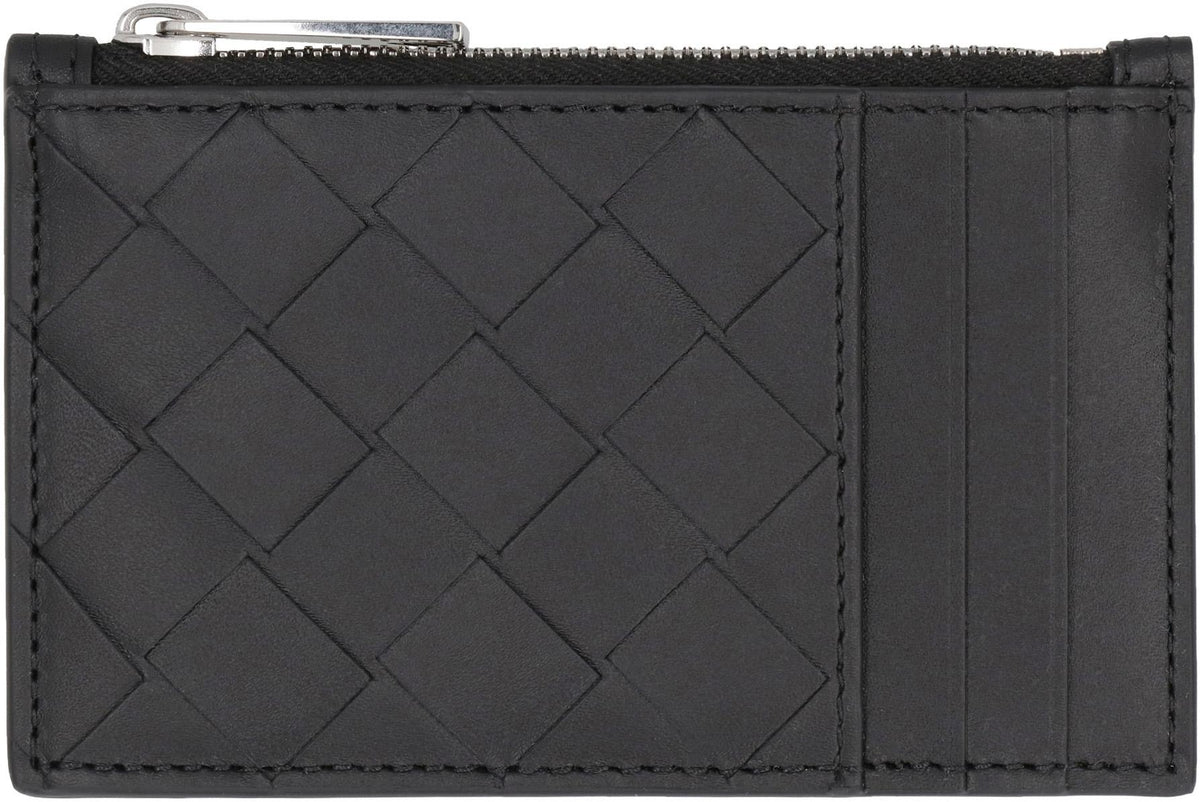 Bottega Veneta Black Intrecciato Leather Card Holder