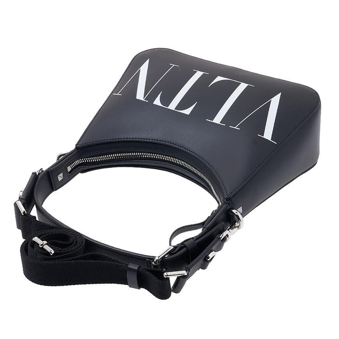 VALENTINO Garavani VLTN Logo Leather Shoulder Bag Black