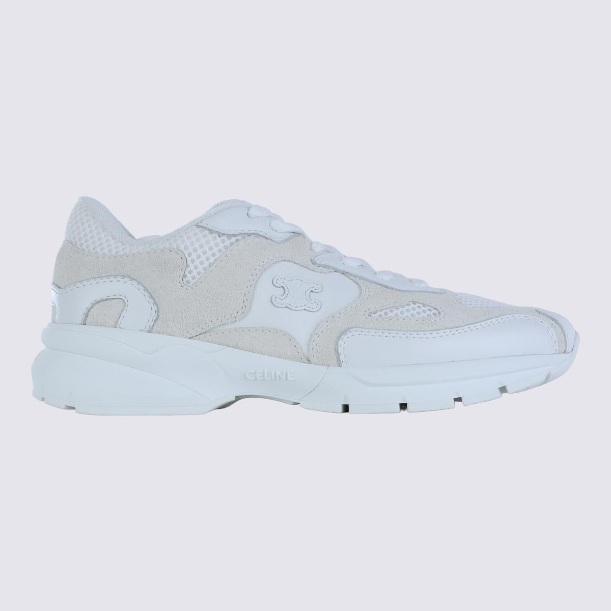CELINE White Leather Low Top Sneakers