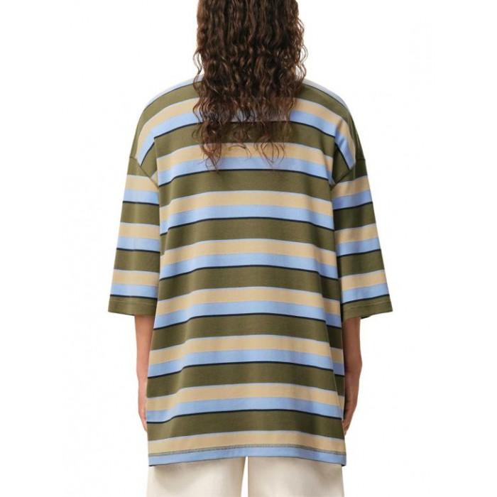 AMI Stripe Cotton Polo Shirt with Ami Patch