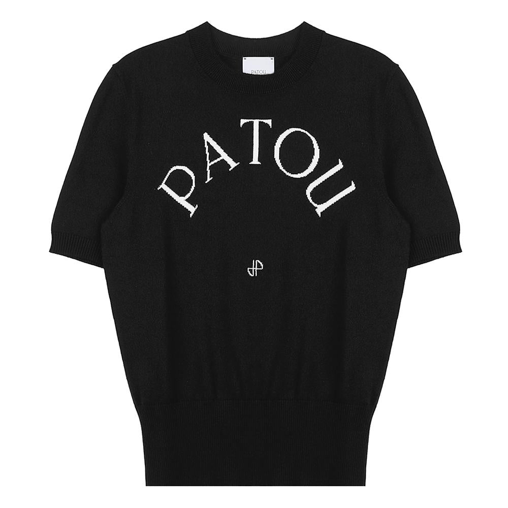 PATOU Logo Jacquard Short Sleeve Knit Sweater KN0688045 999B