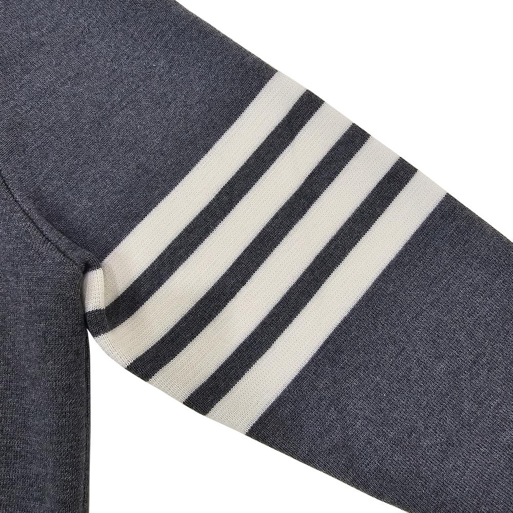 THOM BROWNE Diagonal Stripe Milano Stitch Wool Cardigan Gray Men