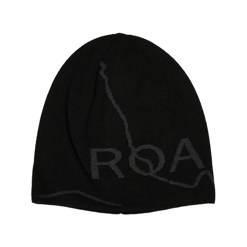 ROA Black Logo Beanie Hat for Men