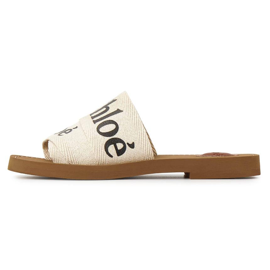 Chloe Woody Logo Canvas Slide Sandals CHC22U188Z3 101