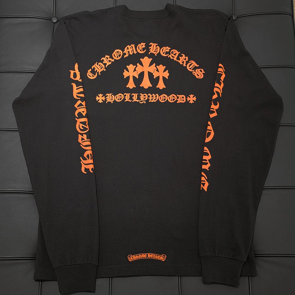 Chrome Hearts Cemetery Black Orange Long Sleeve T-Shirt