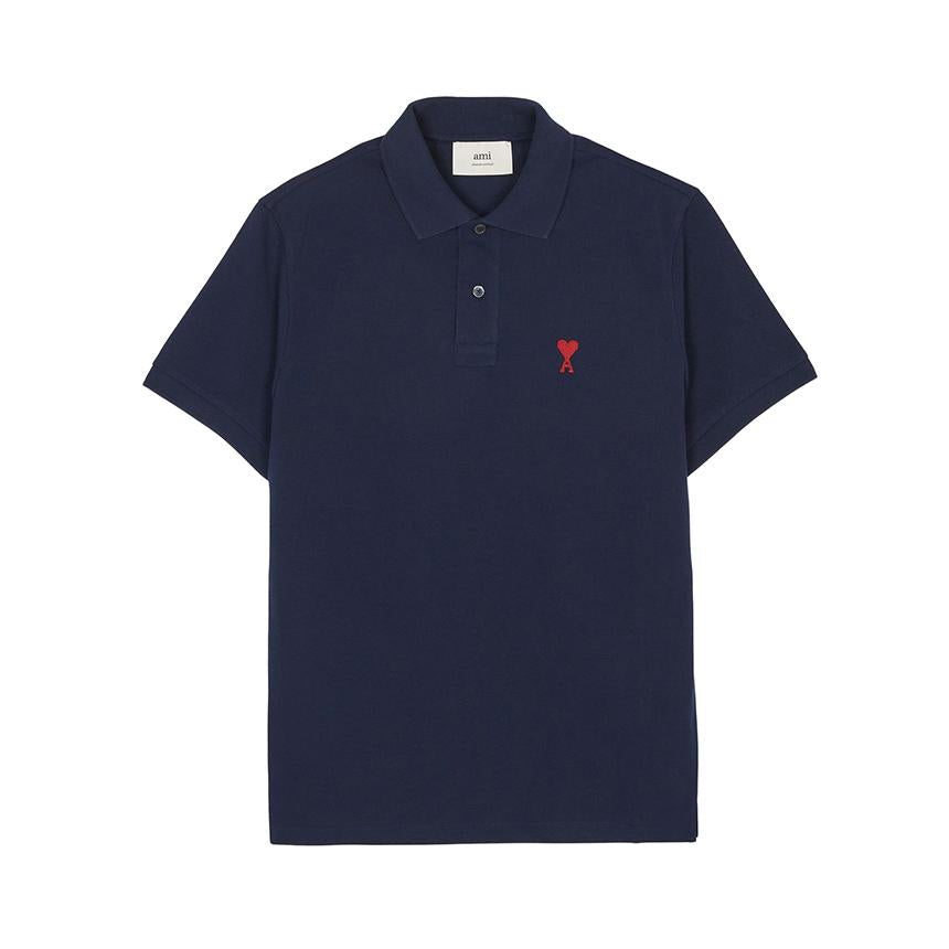 AMI Polo Collar Short Sleeve T-Shirt Unisex Navy/Green