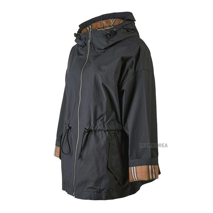 BURBERRY Birley Drawstring Hooded Jacket Black Women