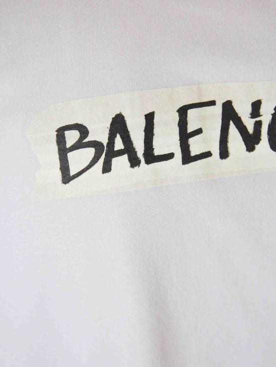 BALENCIAGA Dirty White Short Sleeve T-Shirt Men’s Cotton 764235 TTVL 6901