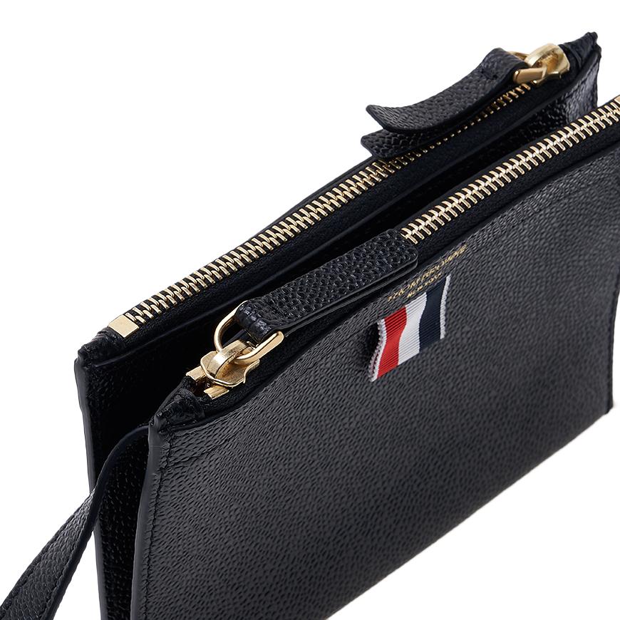 THOM BROWNE Pebble Leather Mini Crossbody Bag Black Men