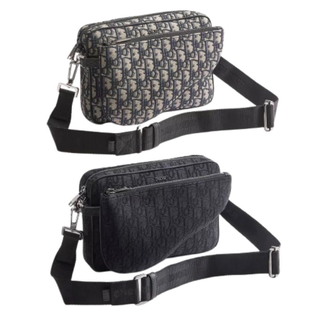 DIOR Oblique Saddle Triple Pouch Men's Messenger Crossbody Bag