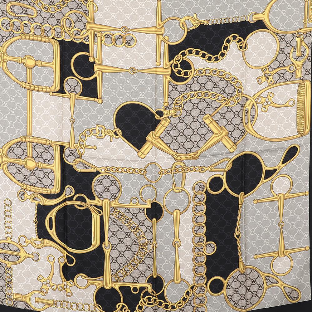 GUCCI GG Horsebit Silk Scarf 764655 3G001 1079