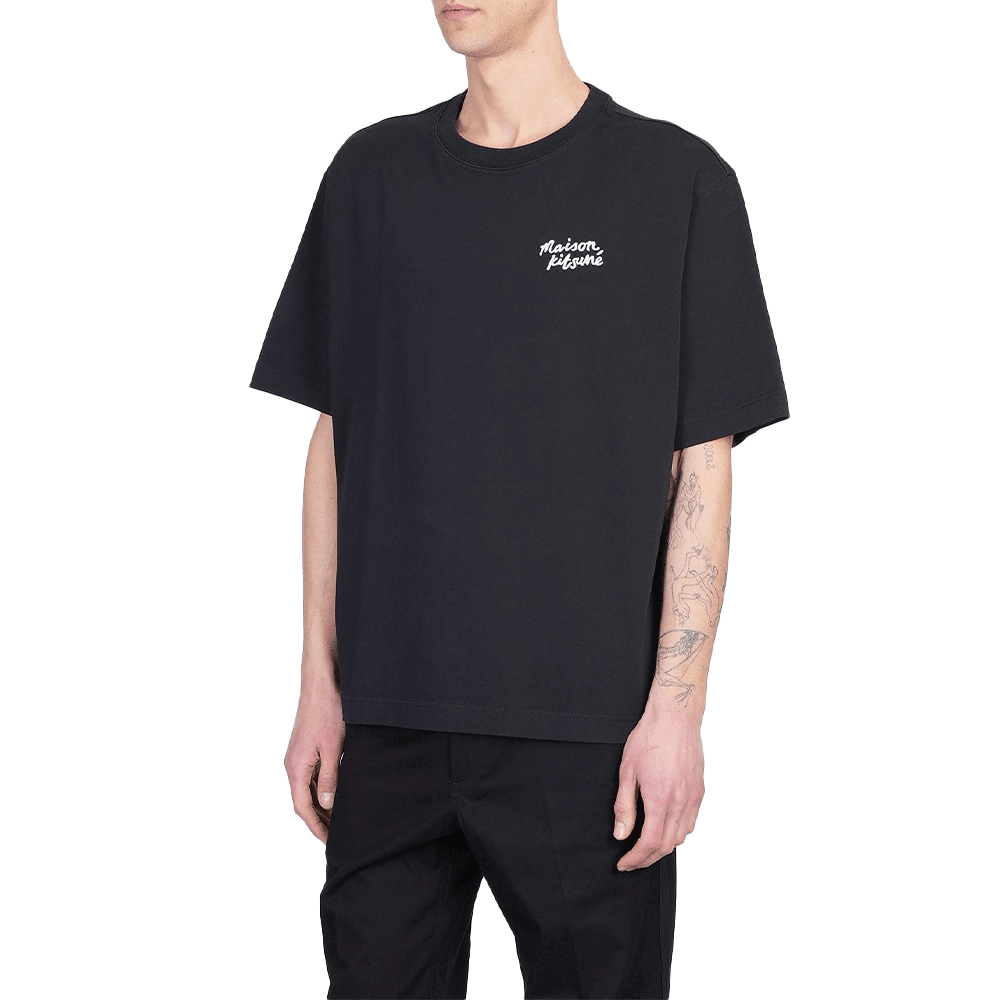 Maison Kitsune Handwriting Logo Men’s Short Sleeve T-Shirt OM00123 KJ0119